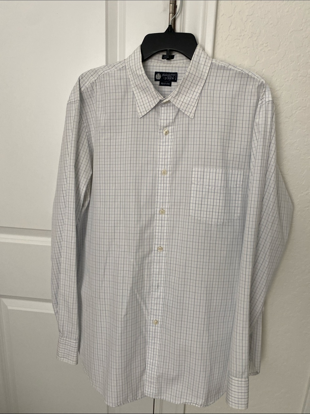 J. Crew White Dress Shirt with Light Gray Windowpane